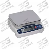 A&D WEIGHING Food Scale: 7 1/2 in Weighing Surface Dp, 9 in Weighing Surface Wd, 4 1/4 in Overall Ht (MPN SJ-20KHS). Key specifications — Readability: 0.01 kg/0.02 lb; Brand: A&D WEIGHING; IP Rating: Not IP Rated.