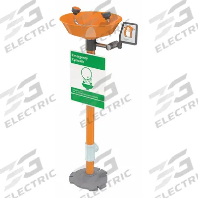 GUARDIAN EQUIPMENT Plumbed Eyewash: Std, Floor Mnt, Eyes Coverage, Uncovered - Floor-Mount Eyewash Stations