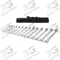 WESTWARD Combination Wrench Set: Alloy Steel, Chrome, 14 Tools, 6 mm to 19 mm Range of Head Sizes (MPN 54DF99). Key specifications — attr309520: Chrome; attr309519: Alloy Steel; attr324929: WESTWARD; attr309512: Pouch; attr309522: No; attr309533: No.