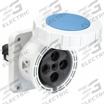 BRYANT Pin and Sleeve Receptacle: Blue, 250V AC, Three Phase, 60 A, 3 Pole, 4 Wire - Watertight Receptacles
