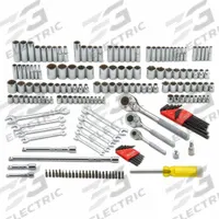 PROTO Socket Wrench Set: 184 Total Pcs, Metric/SAE, 1/4 in/3/8 in/1/2 in Socket Drive Size, Tool Box (MPN J47184-1A). Key specifications — attr538253: PROTO; attr548973: None; attr548974: (1) Multi-Bit Screwdriver; attr548975: (121) Sockets; attr548983: (9) Open End Wrenches.