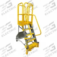 COTTERMAN Rolling Ladder: 4.2 ft Platform Ht, Assembled, Foot-Activated Step Lock, Steel, Perforated (MPN WMX05R37A6FGP3). Key specifications — Brand: COTTERMAN; Color: Gray; Handrail Configuration: Double Handrails.