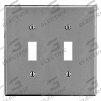 HUBBELL Wall Plate: Toggle, 2 Gang, Gray - General Purpose Wall Plates