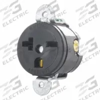 LEVITON Single Receptacle Outlet: Single, 6-20, Black, 250V AC, 20 A, 2 Pole / 3 Wire (MPN 5458-SS)