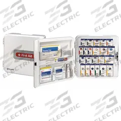 FIRST AID ONLY First Aid Kit and Housing: 213 Components, ANSI/ISEA Z308.1-2021, Type I/II, Class A (MPN 91093-021). Key specifications — ANSI Standard Met: ANSI/ISEA Z308.1-2021; Adhesive Bandages Included: (70) Bandages; Oral and Inhalant Medicinals Included: No Oral/Inhalant Medicinals; Topical Medicinals Included: (20) Alcohol Wipes; Wound Dressings Included: (2) Trauma Pads; Unitized: Unitized with Guided Refill System.