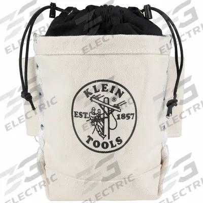 KLEIN TOOLS Bucket Bag: 10 in W x 9 in H x 5 in L, Off-White, Canvas, 2 Pockets - Canvas Bucket Bags