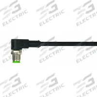 Cordset: M12 Male Right Angle X Bare Wire, 4 Pins, Black, PVC, 5 m Cable Lg, 4 A Max Current (A) (MPN 7000-12101-6140500). Key specifications — Cable Jacket Color: Black; End 1 Gender: Male; End 1 Mounting Orientation: Right Angle; End 2 Connection Type: Bare Wire; IP Rating: IP65; Brand: MURRELEKTRONIK; Wire Size: 22 AWG; Cable Jacket Material: PVC.