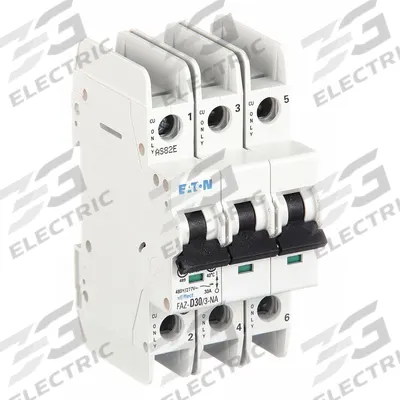 EATON Miniature Circuit Breaker: 30 A Amps, 48/96V DC, 10kA at 277/480V AC, Screw Clamp - D-Curve, 3-Pole UL489 DIN Rail-Mount Miniature Circuit Breakers