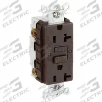 HUBBELL GFCI Receptacle: Duplex, 5-20, Brown, GFCI, 125V AC, 20 A, 2 Pole / 3 Wire (MPN GFRWR20)