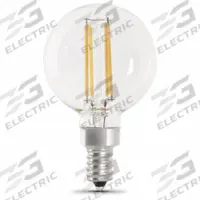 FEIT ELECTRIC Compact LED Bulb: Candelabra Screw (E12), LED, (G) Globe, G16-1/2, 5.5 W Watt, 5000K (MPN BPG1660950CAFIL/2/RP). Key specifications — Bulb Shape: G16-1/2; Voltage: 120V AC; Bulb Finish: Clear; Color Temperature: 5000K; Brand: FEIT ELECTRIC.
