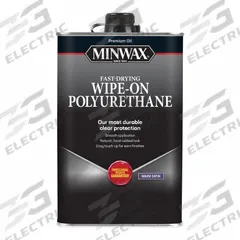 MINWAX Finish: Varnish, Interior, Oil, 1 pt Container Size, Wood, Satin, Clear, Semi-Transparent (MPN 40910000). Key specifications — Brand: MINWAX; Transparency: Semi-Transparent; Use Location: Interior; Sheen: Satin; Sub-Brand: Wipe-On; Color: Clear.
