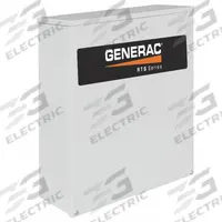 GENERAC Automatic Transfer Switch: Three Phase, 200 A Current Rating, 277/480V AC, 45,000 W Max Watt (MPN RTSN200K3). Key specifications — Enclosure Material: Steel; Lockable: No; Rated Voltage: 277/480V AC; Brand: GENERAC; Compatible with Series: RTS; Service Rated Transfer Switch: No.