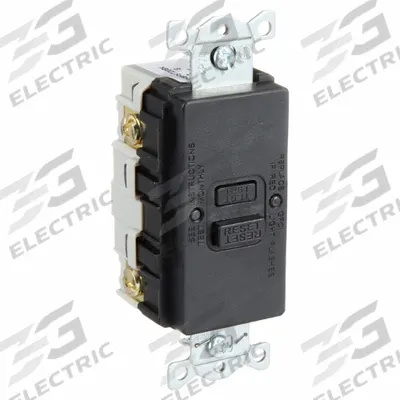 HUBBELL Receptacle: Black, 125V AC, 20 A, Auto Reset Type, 2 Pole - Blank Face GFCI Devices