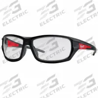 MILWAUKEE Safety Glasses: Clear Lens, Full-Frame, Black Frame (MPN 48-73-2021). Key specifications — Brand: MILWAUKEE; Frame Color: Black; Lens Color: Clear.