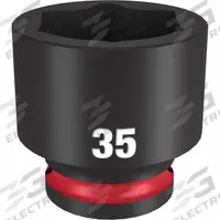 MILWAUKEE Standard Impact Socket: 1/2 in Drive Size, Metric, 35 mm Socket Size, 6-Point, Std (MPN 49-66-6267). Key specifications — attr1215501: MILWAUKEE; attr1215515: Black Phosphate; attr1215518: 35 mm.