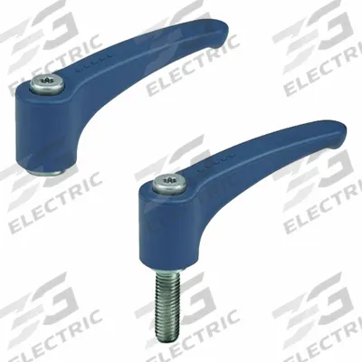 ELESA Adjustable Handle: Threaded Hole, 5001, Blue, Plastic, M6 Thread, 63 mm Lg - Metal-Detectable Handles with Threaded Hole