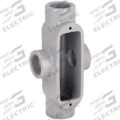 Conduit Outlet Body: Iron, 1 1/4 in Trade Size, X Body, 23.2 cu in Body Capacity, Threaded Hub (MPN X448). Key specifications — Finish: Powder Coated; Includes: Set Screw Hubs; For Use With: IMC; Brand: HUBBELL KILLARK; Hub Style: Threaded; Mfr. Series: Duraloy 8.