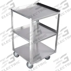 APPROVED VENDOR Utility Cart: 500 lb, 19 in L x 17 in W Shelf, 3 Shelves, Silver, No Handle (MPN 60EF09). Key specifications — Caster/Wheel Configuration: (4) Swivel; Brand: APPROVED VENDOR; Caster Wheel/Tread Material: Polyurethane.