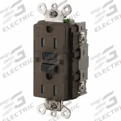 HUBBELL GFCI Receptacle: Duplex, 5-15, Brown, GFCI, 125V AC, 15 A, 2 Pole / 3 Wire (MPN GFSG5262)