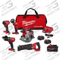 MILWAUKEE Tool Combination Kit: 5 Tools, 18 V DC Volt, Battery Included, M18™, M18™, 35GJ99/823ZF0 (MPN 3697-25, 48-11-1881). Key specifications — attr1176460: Reciprocating Saw.