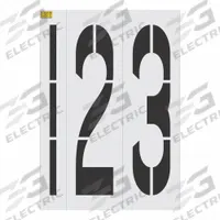 RAE Stencil Set: 0 to 9, 72 in Character Ht, 16 in Character Wd, Low Density Polyethylene (LDPE) (MPN 1800-108-8720). Key specifications — Material: Low Density Polyethylene (LDPE); Characters Included: 0 to 9; Brand: RAE; Included Characters: 0 to 9.