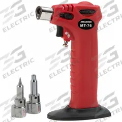 MASTER APPLIANCE Trigger Torch: 120 min Run Time, Conical/Hot Air Tip, Butane Torch (MPN MT-76). Key specifications — Run Time: 120 min; Flame Adjustment: Adjustable Temperature; Series: Triggertorch MT-76; Manufacturer Part Number: MT-76; Product Type: Butane Torch; Brand: MASTER APPLIANCE; Item: Butane Torch.