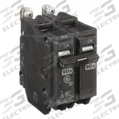 GE Miniature Circuit Breaker: THQB, 90 A, 120/240V AC, Single Phase, 10kA at 120/240V AC, Std (MPN THQB2190). Key specifications — attr195972: 90 A; attr195973: 120/240V AC; attr195974: Single; attr195975: 10kA at 120/240V AC; attr195976: Load Centers.