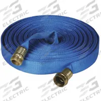 FSI Flat Supply Hose: 3/4 in Thread Size, GHT, Nylon, 25 ft Hose Lg (MPN F-GH25). Key specifications — attr511838: Blue; attr511835: FSI; attr511843: Decon Shower; attr511853: Nylon; attr527230: Supply Hose; attr527236: Waste Water.