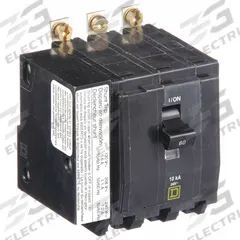 SQUARE D Miniature Circuit Breaker: 60 A, 120/240V AC, Three Phase, 10kA at 120/240V AC, 3 Poles (MPN QOB3601021). Key specifications — Phase: Three; Amps: 60 A; AC Voltage Rating: 120/240V AC; Max. AIR Rating: 10kA at 120/240V AC; For Use With: Square D NQOD Panelboards; Brand: SQUARE D.