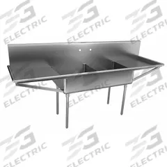JUST MANUFACTURING Scullery Sink: 2 Bowls, 48 in Overall Ht, 81 in Overall Lg, 27 1/2 in Overall Wd (MPN NSFB230-24RL-2-J). Key specifications — Brand: JUST MANUFACTURING.