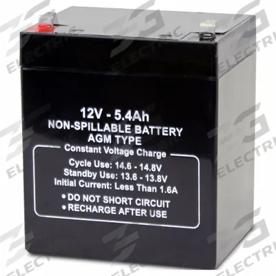 APPROVED VENDOR Sealed Lead Acid Battery: 12V DC, 5.4 Ah Capacity, 3.98 in Ht, 2.76 in Wd - AGM Sealed Lead Acid Batteries