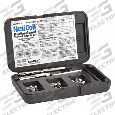 HELI-COIL Thread Repair Kit: Tanged Tang Style, Free-Running, M8-1.25 Thread Size - Insert & Tool Kits