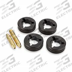 MILLER ELECTRIC Drive Roll & Inlet/Intermediate Guide Kit: 4-Roll, 1/16 in, V-Knurl, 50 Series (MPN 046795). Key specifications — For Welder Series: Millermatic 300; For Wire Feeder Series: 20 Series; For Wire Type: Flux-Cored; Brand: MILLER ELECTRIC; Manufacturer Part Number: 046795.