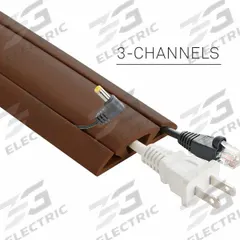Cable protector: 3 Channels, 2 5/8 in Overall Wd, 5/8 in Overall Ht, 30 ft Lg, Rubber, Brown (MPN CC-RI-CP-30-BN). Key specifications — Color: Brown; Brand: ELECTRIDUCT.