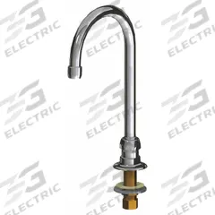 CHICAGO FAUCETS Spout: Spout, Gooseneck, Swivel Spout, Brass, Polished Chrome, 2.2 gpm Flow Rate (MPN 626-E3ABCP). Key specifications — Includes: Mounting Hardware; Product Type: Spout; Spout Style: Swivel; Body Material: Brass; Color/Finish: Polished Chrome; Brand: CHICAGO FAUCETS.