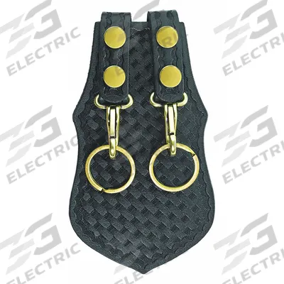 AIRTEK Key Holder: Black, Leather, Basket Weave, 5 in x 115 mm, Snap Closure - Key Holders & Pouches