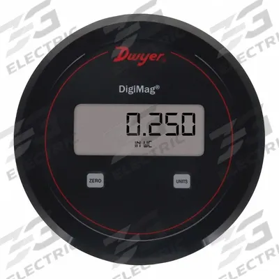 Dwyer Digital Pressure Transmitter: Digital, 0 in wc to 2 in wc, Screw Terminals - Differential Pressure Transmitters with Dial Display