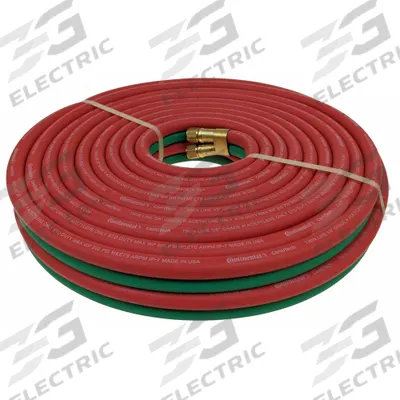 CONTINENTAL Twin Line Welding Hose: 3/8 in Hose Inside Dia., Green/Red, BB x BB - Grade R Twin-Line Welding Hose Assemblies