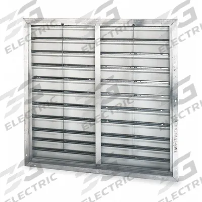 Dayton 39"H-W 5.75"L Aluminum Fan Wall Shutter: For 36 in Fan, Double Panel, 39 in H - Wall-Mount Backdraft Dampers