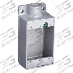 HUBBELL KILLARK Electrical Box: Aluminum, Rectangular, 1 Gangs, 1/2 in Hub Size, 18 cu in Capacity (MPN FS-1). Key specifications — Color: Gray; Brand: HUBBELL KILLARK.