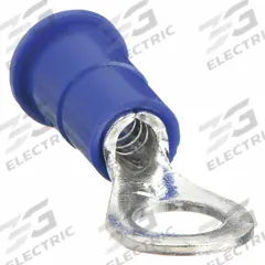 3M Ring Terminal: Blue, Vinyl Insulation, #6 Stud Size, 16 AWG to 14 AWG Wire Sizes, 600 V (MPN RV14-6Q). Key specifications — attr1308027: 3M.