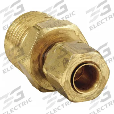 PARKER Compression Fitting Adapter: 3/8 in OD x 1/4 in Pipe Fitting Size, Compression x MNPT - Self-Aligning Brass Compression Fittings