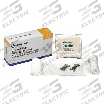 FIRST AID ONLY Compress: 36 in Dressing Lg, 2 in Dressing Wd, Gauze, Sterile, Clips - Trauma Dressings