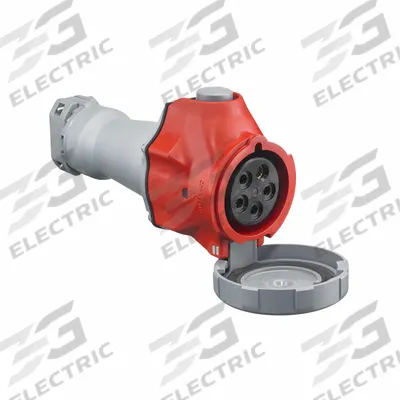 HUBBELL Pin and Sleeve Connector: Red, 200/346 to 240/415V AC, Three Phase, 60 A_63 A - Washdown-Rated Connectors