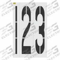 RAE Stencil Set: 0 to 9, 84 in Character Ht, 16 in Character Wd, Low Density Polyethylene (LDPE) (MPN 1800-108-8840). Key specifications — Material: Low Density Polyethylene (LDPE); Characters Included: 0 to 9; Brand: RAE; Included Characters: 0 to 9.