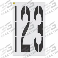 RAE Stencil Set: 0 to 9, 84 in Character Ht, 16 in Character Wd, Low Density Polyethylene (LDPE) (MPN 1800-108-8840). Key specifications — Material: Low Density Polyethylene (LDPE); Characters Included: 0 to 9; Brand: RAE; Included Characters: 0 to 9.