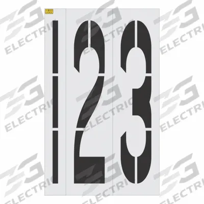 RAE Stencil Set: 0 to 9, 84 in Character Ht, 16 in Character Wd - Plastic Stencil Sets