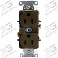 LEVITON Receptacle: Duplex, 5-15, Brown, 125V AC, 15 A, 2 Pole / 3 Wire (MPN 5252)