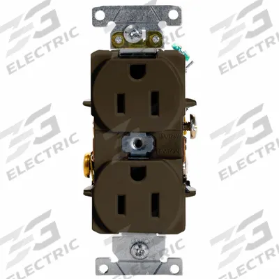 LEVITON Receptacle: Duplex, 5-15, Brown, 125V AC, 15 A, 2 Pole / 3 Wire (MPN 5252) - General Purpose Receptacles