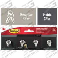 COMMAND Key Rack: 2 lb Wt Capacity, 1 Points per Hook, Slate, 8 in Overall Ht, 8 in Overall Wd (MPN HOM-18S-ES). Key specifications — Brand: COMMAND; Color: Slate.